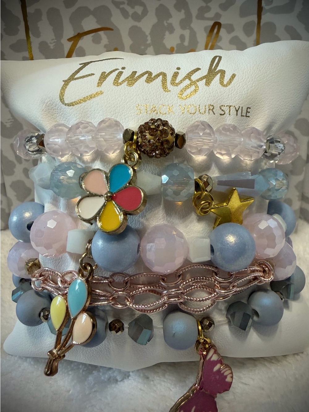 New ERIMISH Bracelets - 5 Pc -Pink & Blue - Custom Regular, Kids or Extended